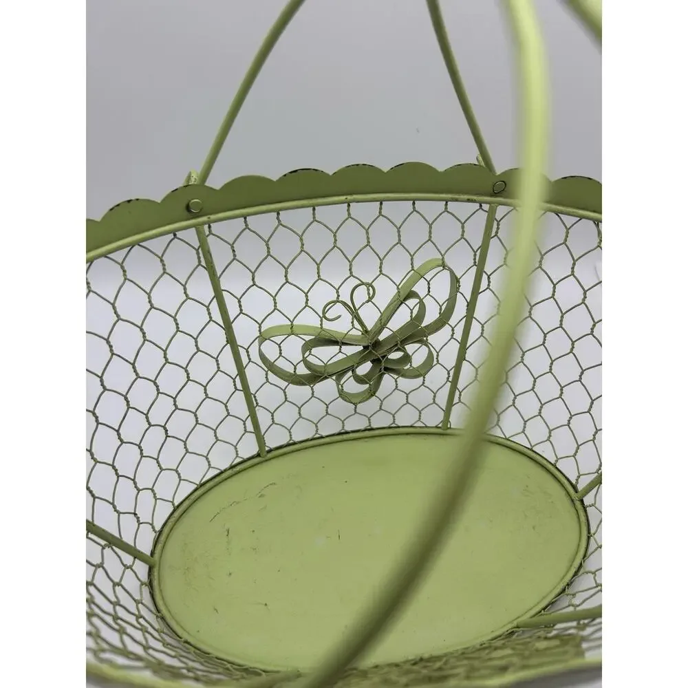 Green Metal Basket.vintage Style